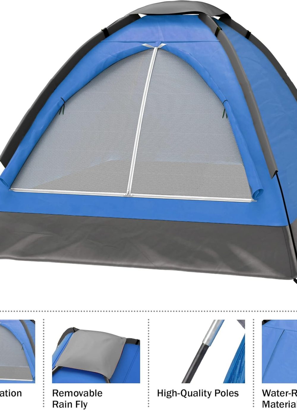 2-Person Dome Tent – Easy Set Up Shelter with Rain Fly and Carrying Bag for Camping - Image 3