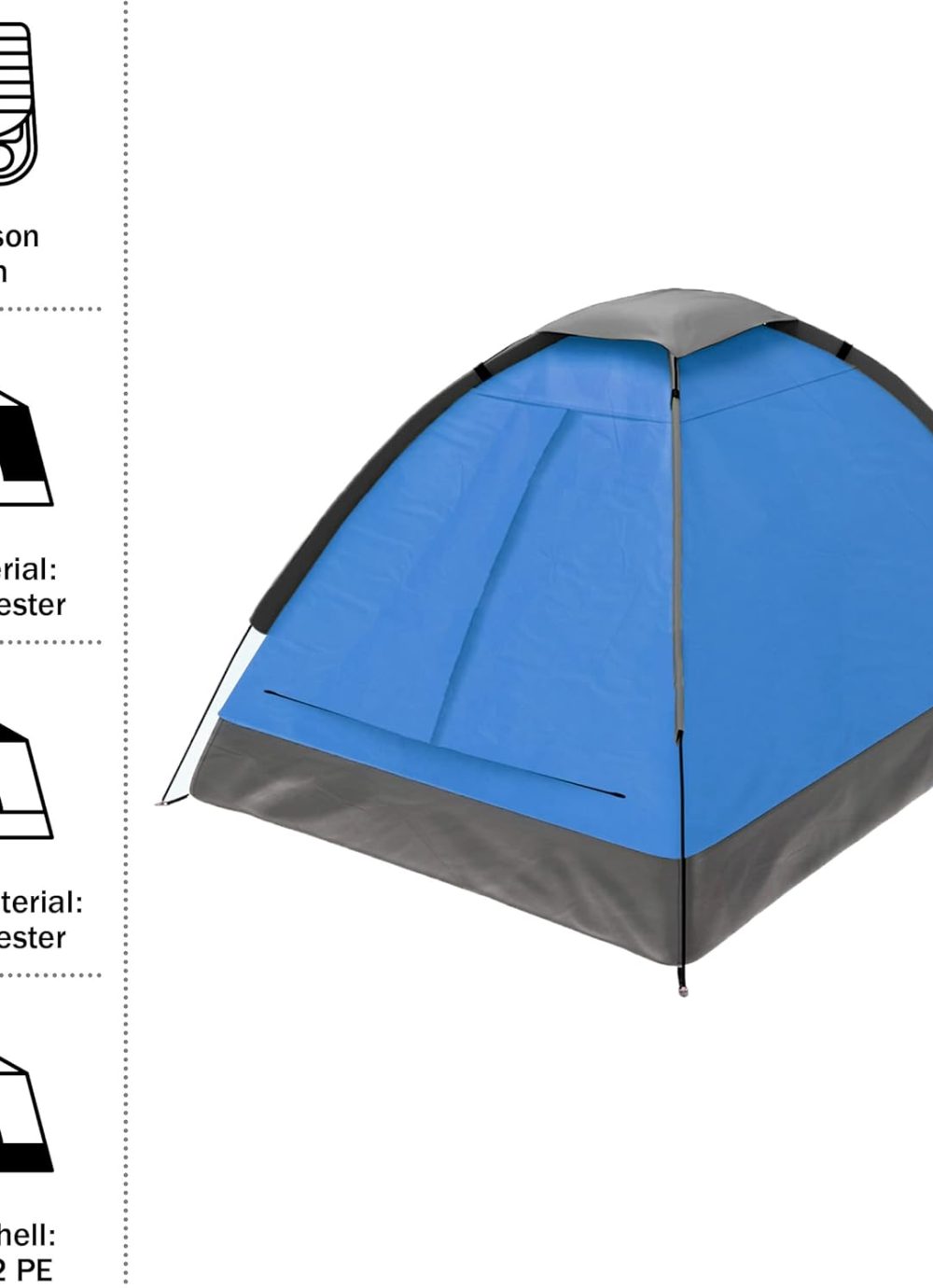 2-Person Dome Tent – Easy Set Up Shelter with Rain Fly and Carrying Bag for Camping - Image 4