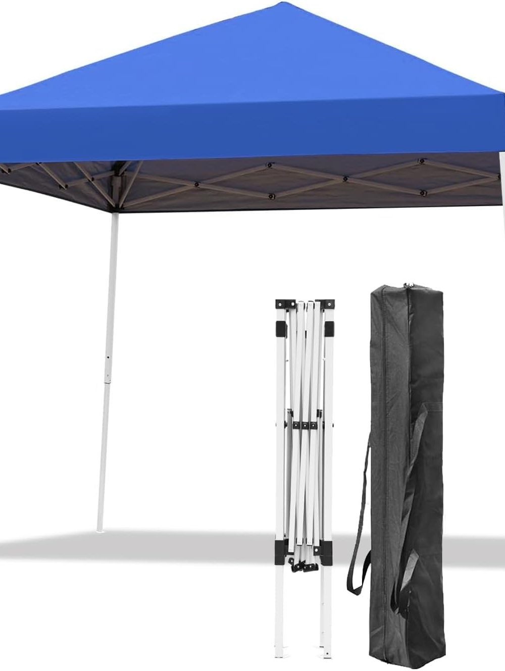 Canopy Tent, 10X10 FT Pop Up Canopy Outdoor Instant Tent Slant Legs with Carrying Bag, Portable Gazebo Shelter for Patio Deck Garden and Beach - 8X8 FT Canopy Cover (Blue)