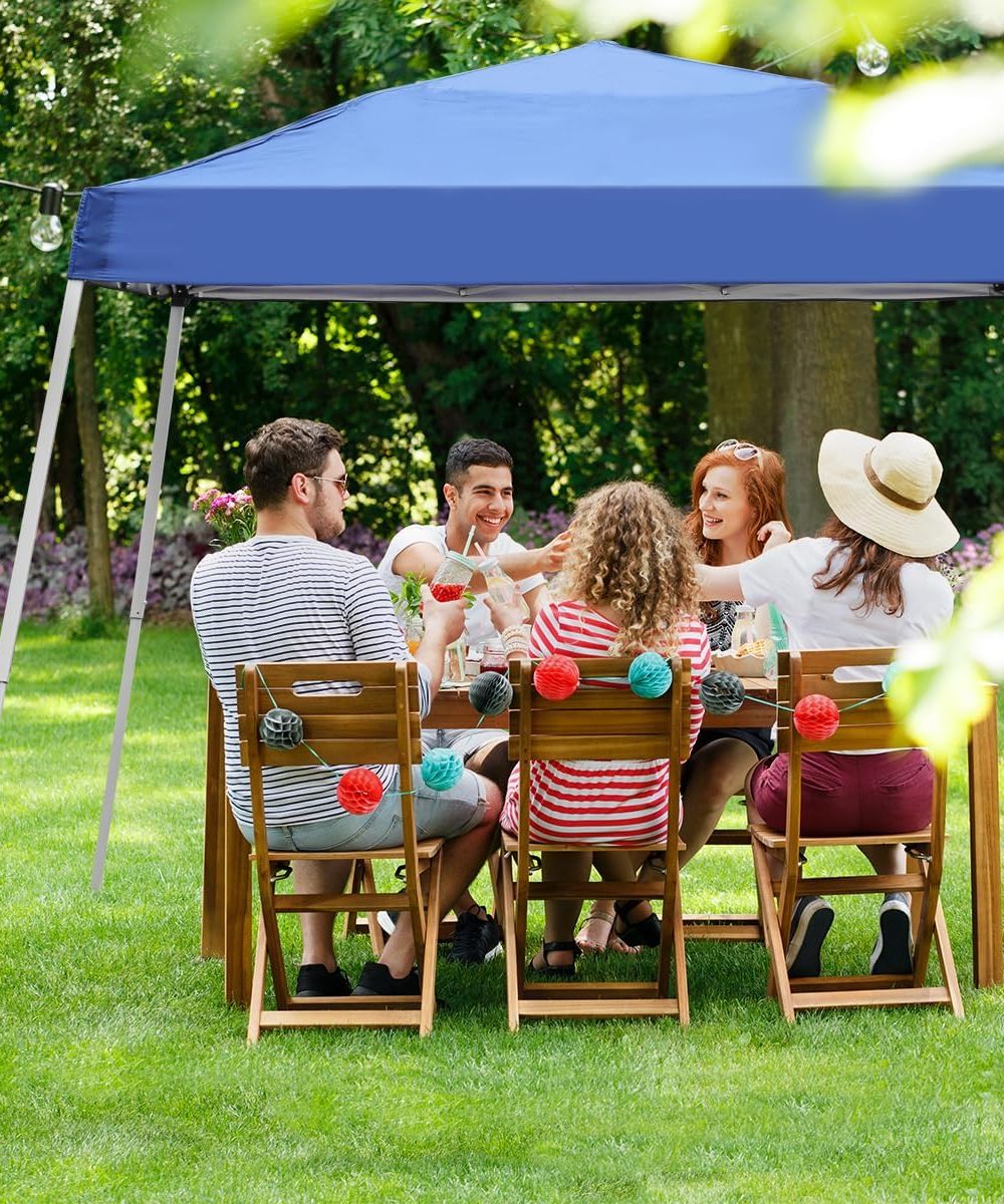 Canopy Tent, 10X10 FT Pop Up Canopy Outdoor Instant Tent Slant Legs with Carrying Bag, Portable Gazebo Shelter for Patio Deck Garden and Beach - 8X8 FT Canopy Cover (Blue) - Image 5