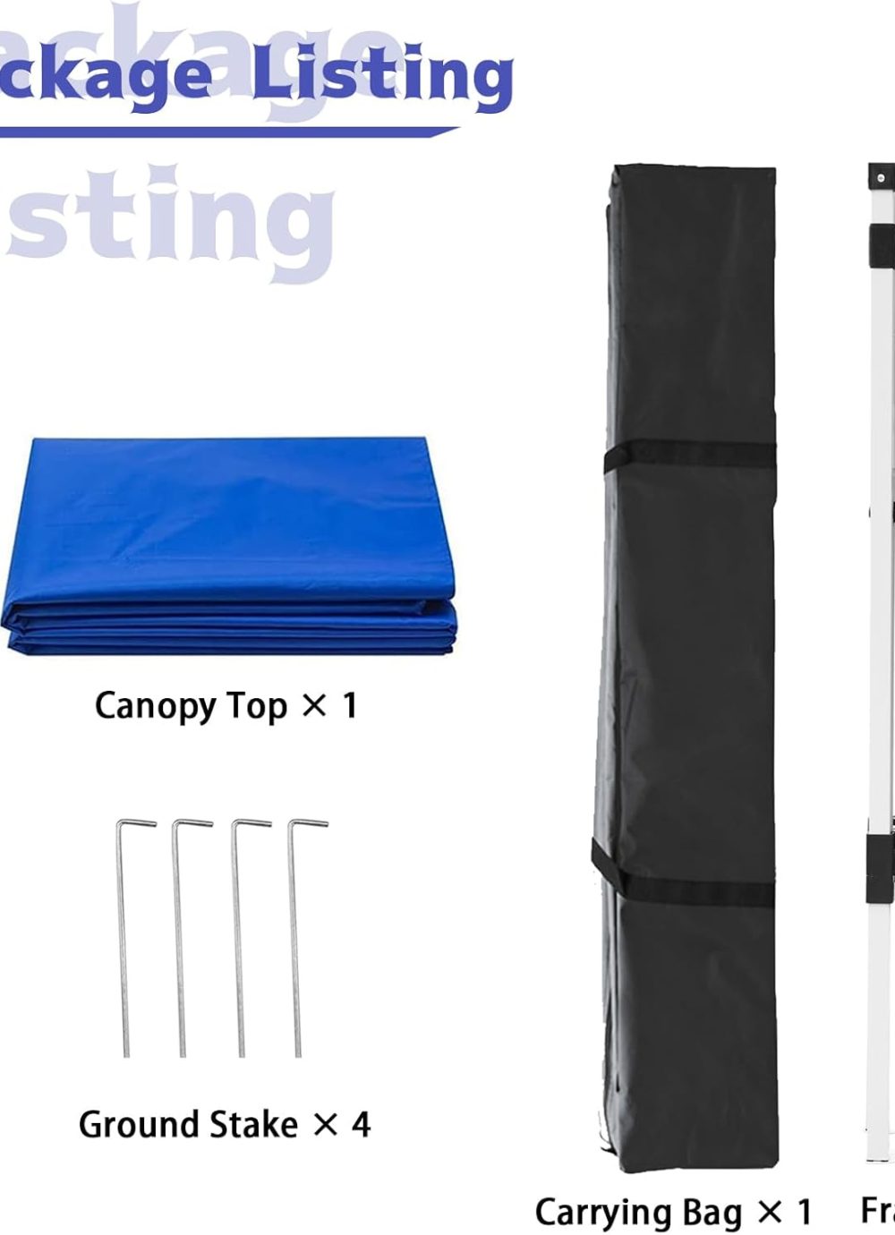 Canopy Tent, 10X10 FT Pop Up Canopy Outdoor Instant Tent Slant Legs with Carrying Bag, Portable Gazebo Shelter for Patio Deck Garden and Beach - 8X8 FT Canopy Cover (Blue) - Image 6