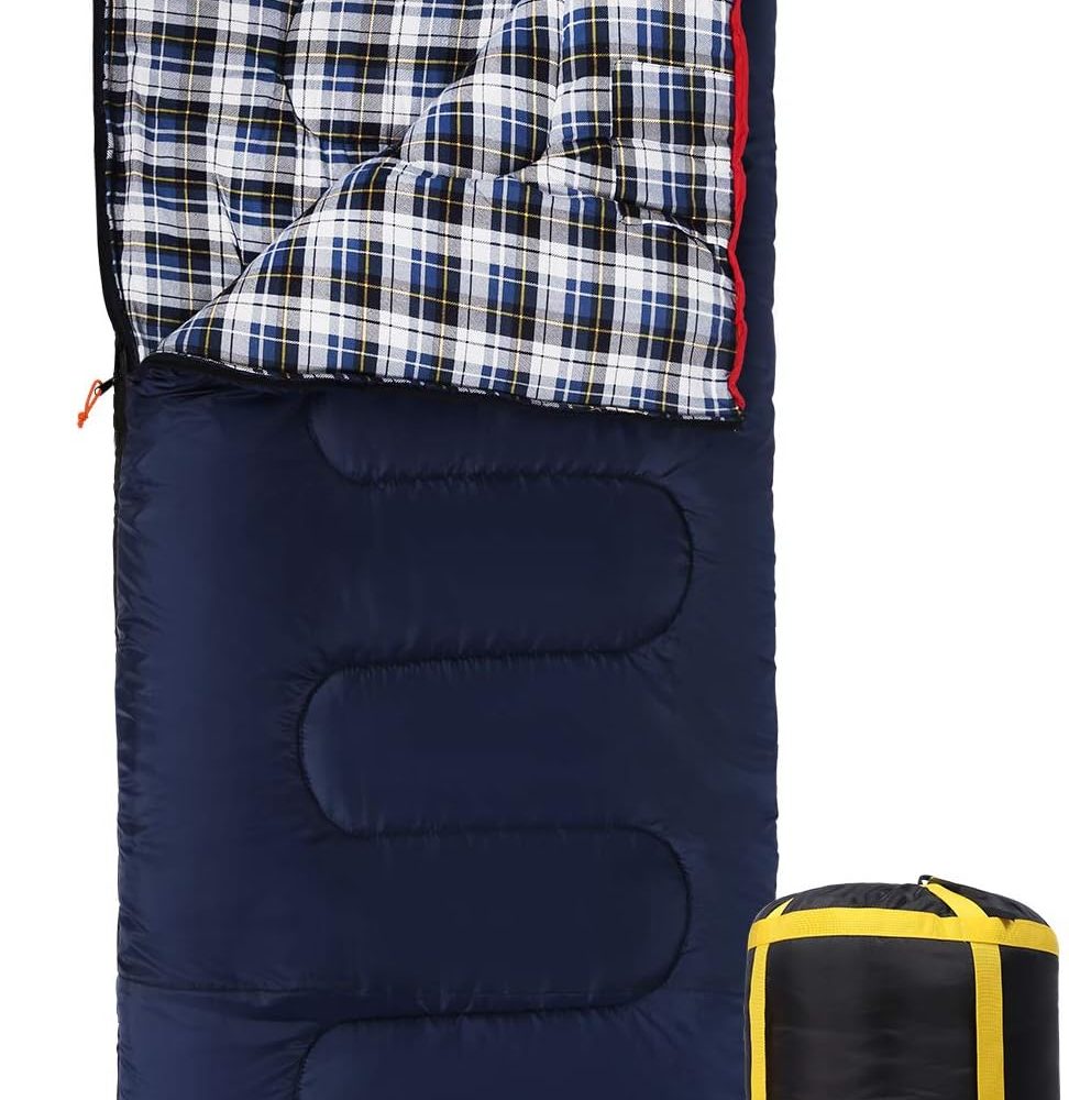 REDCAMP Cotton Flannel Sleeping Bag for Camping Backpacking, Adults Cold Weather Envelope Sleeping Bags with 2/3/4/6lbs Filling