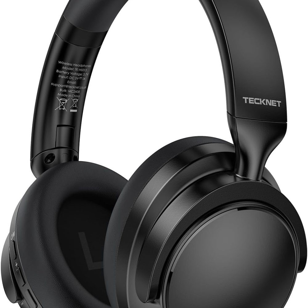 TECKNET Active Noise Cancelling Headphones Wireless & Wired, 70H Playtime Bluetooth Headphones Over Ear Built-in Mic, 3.5mm Cable Dual Connection Foldable Headset Comfort for Home Office Travel