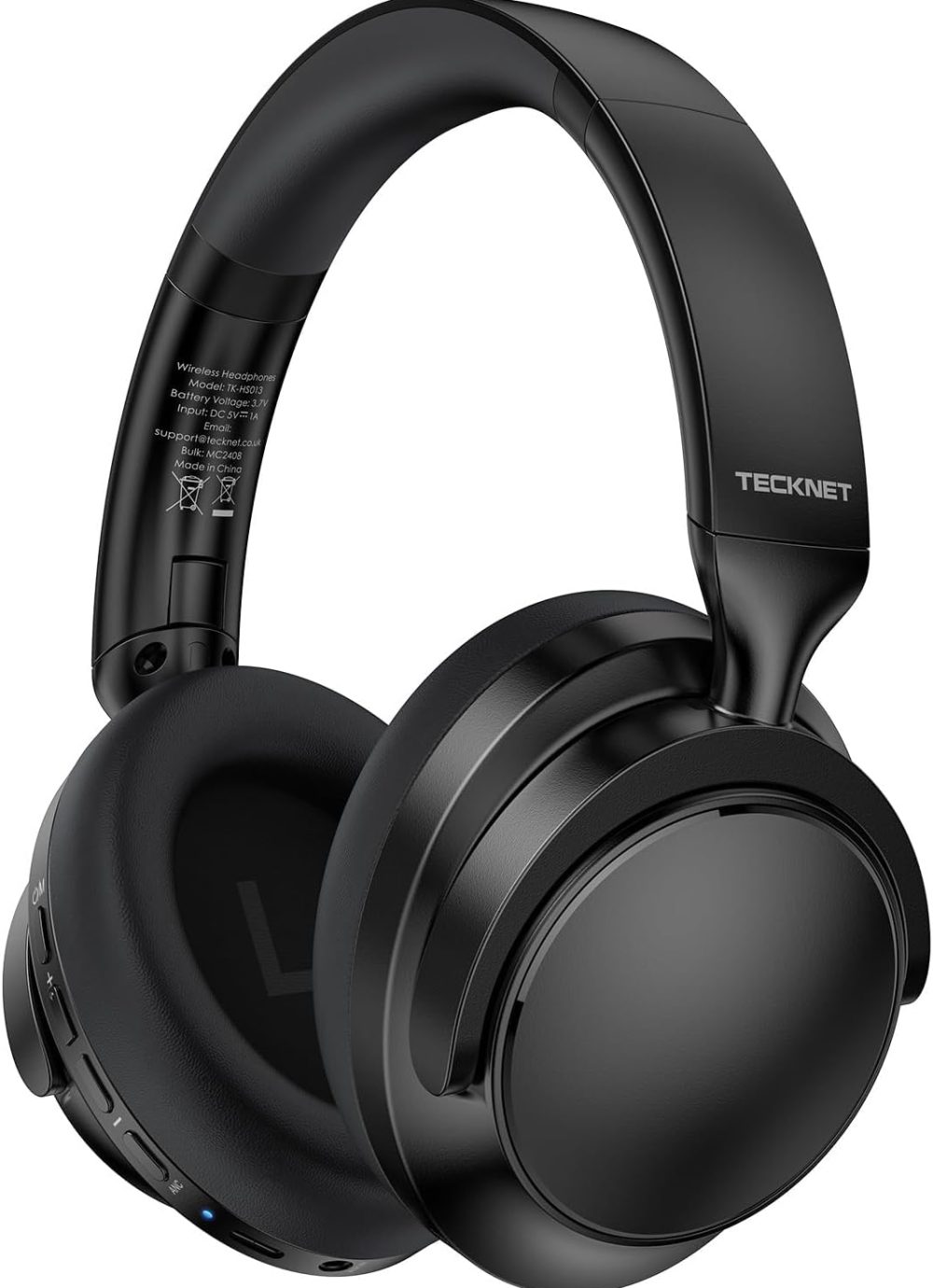 TECKNET Active Noise Cancelling Headphones Wireless & Wired, 70H Playtime Bluetooth Headphones Over Ear Built-in Mic, 3.5mm Cable Dual Connection Foldable Headset Comfort for Home Office Travel