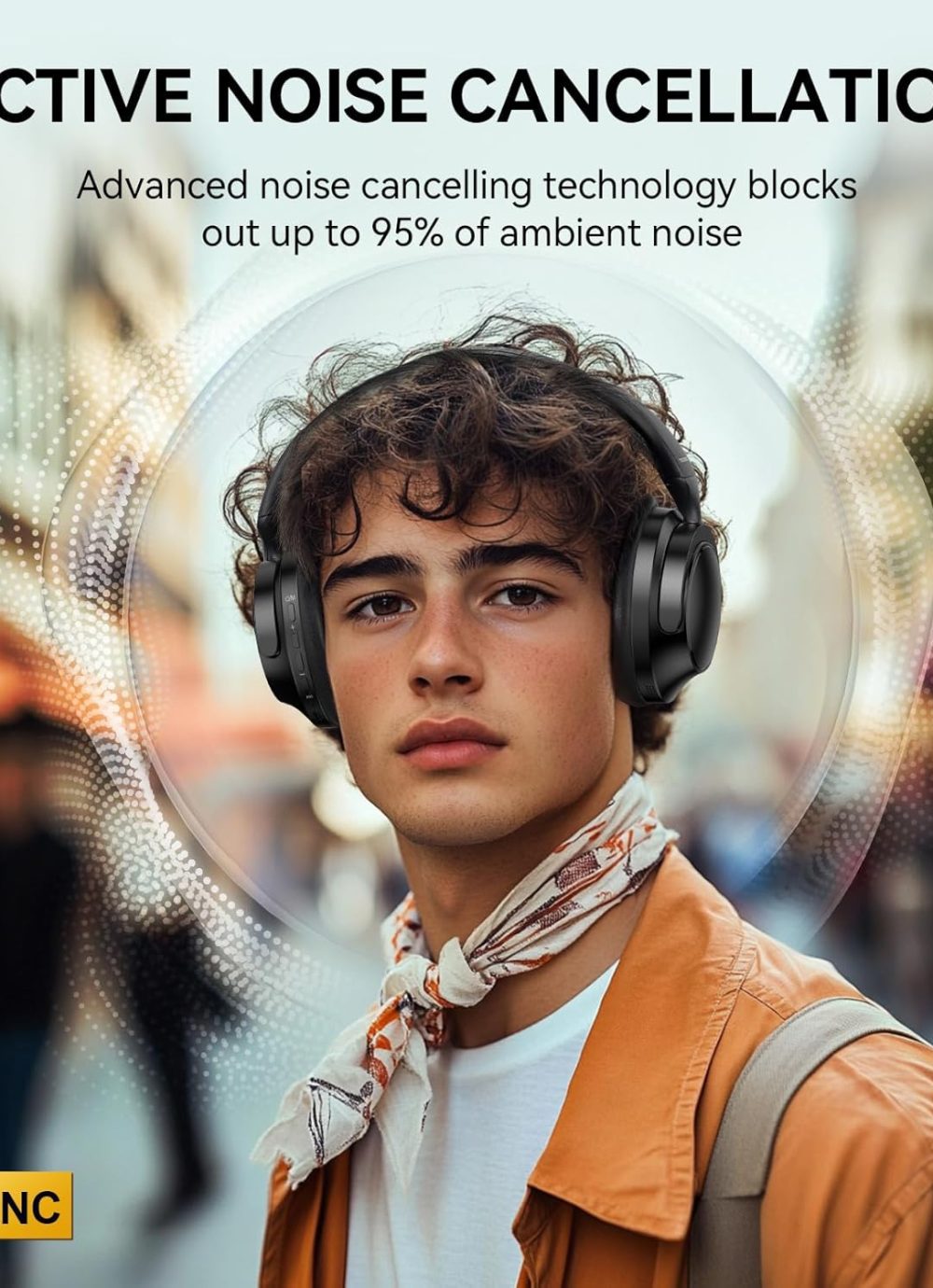 TECKNET Active Noise Cancelling Headphones Wireless & Wired, 70H Playtime Bluetooth Headphones Over Ear Built-in Mic, 3.5mm Cable Dual Connection Foldable Headset Comfort for Home Office Travel - Image 2