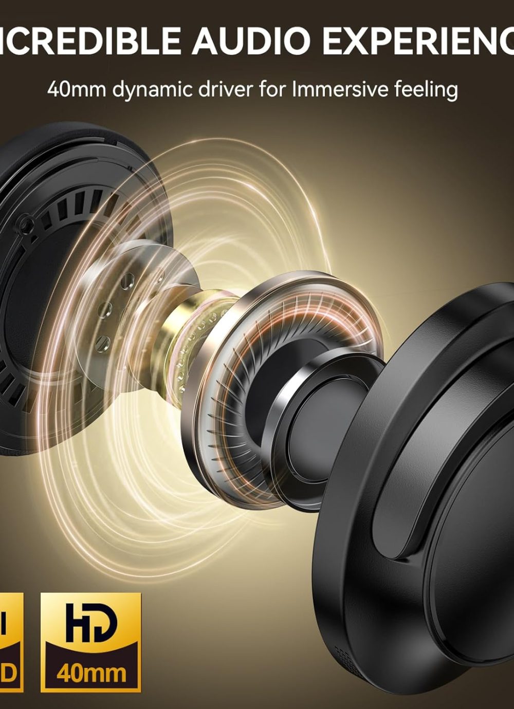 TECKNET Active Noise Cancelling Headphones Wireless & Wired, 70H Playtime Bluetooth Headphones Over Ear Built-in Mic, 3.5mm Cable Dual Connection Foldable Headset Comfort for Home Office Travel - Image 3