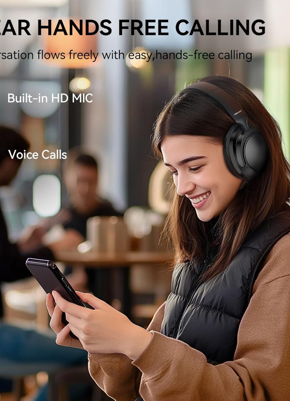 TECKNET Active Noise Cancelling Headphones Wireless & Wired, 70H Playtime Bluetooth Headphones Over Ear Built-in Mic, 3.5mm Cable Dual Connection Foldable Headset Comfort for Home Office Travel - Image 7