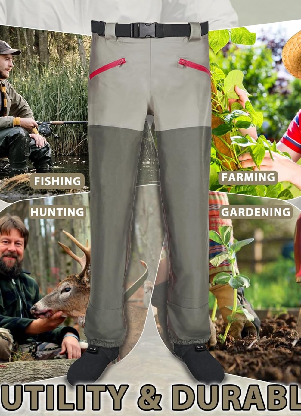 Waist Wader Pants for Men and Women, 3-Ply Breathable Waterproof Fishing Waders with Pockets and Durable Stockingfoot - Image 6