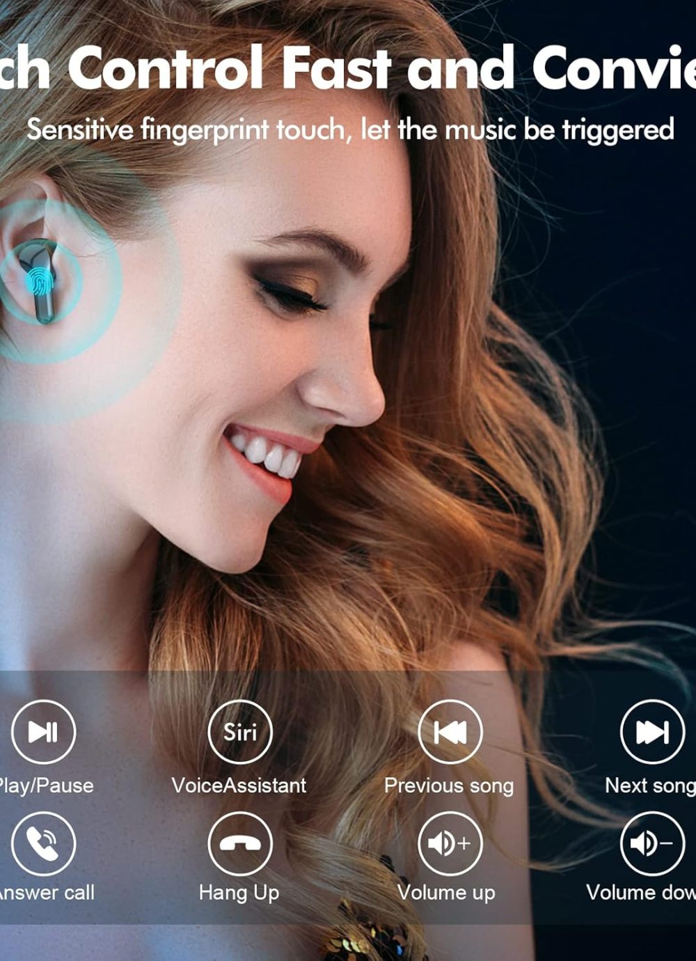 Wireless Earbuds Bluetooth 5.3 Headphones HiFi Stereo, Wireless Earphones with Noise Cancelling Mic, 50H Playback Ear Buds with LED Digital Display for iOS/Andriod - Image 7
